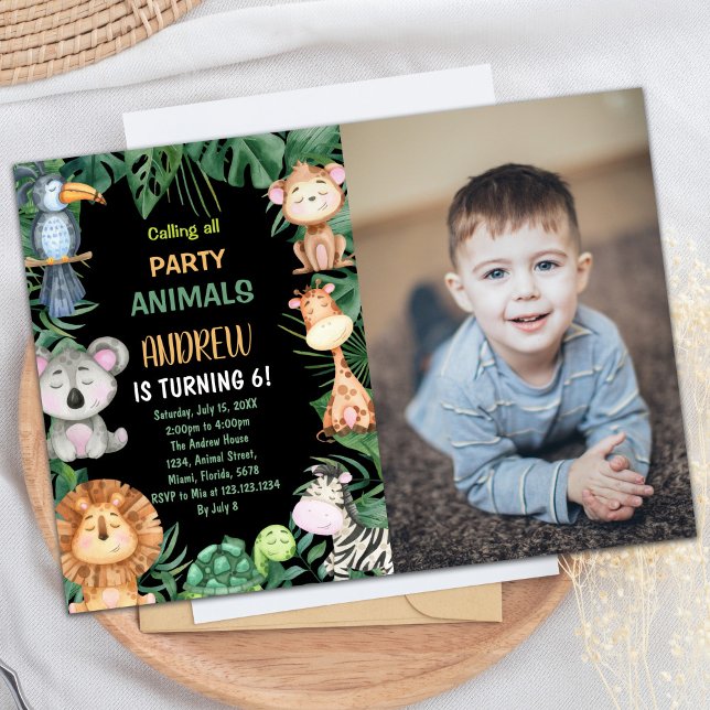 Photo Black Safari Jungle Birthday Invitations (Photo Black Safari Jungle Birthday Invitations)