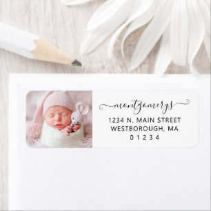 Photo Black Script Family Name Return Address