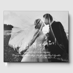 Photo black white customized remarried wedding guest book