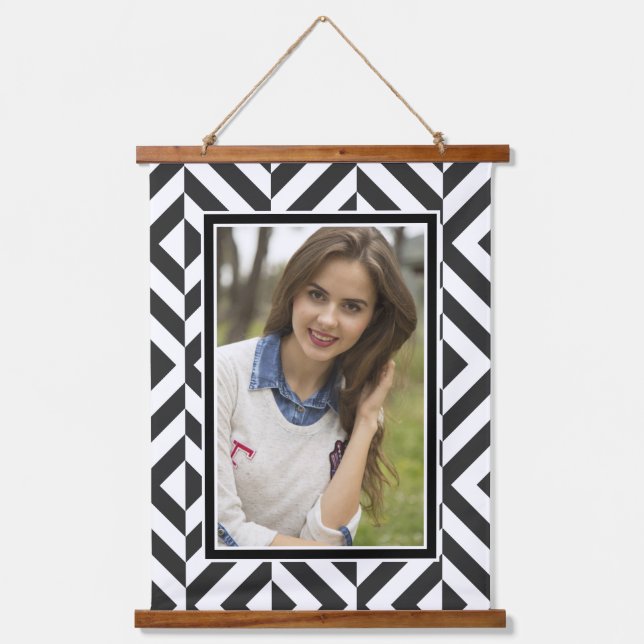 Photo Black & White Diamond Pattern Hanging Tapestry (Front)