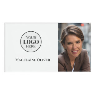 Photo Black White Logo Name Tag