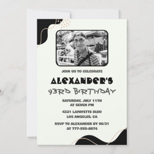 Photo Black White Men 93rd birthday Invitation