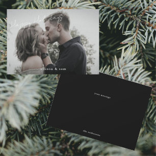 Photo Black White Text Happy Holidays  Holiday Card