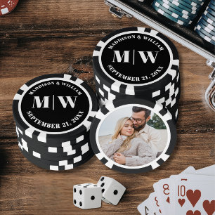 Photo Black White Wedding Favour Poker Chips