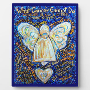 Photo Bleu et or Cancer Ange Peinture Poème Plaque