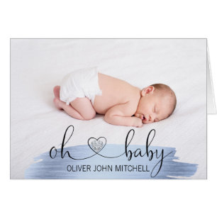 PHOTO bleue de l'or de baby shower de l'OH de