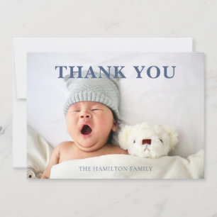 Photo Blue Baby Shower Bible Verse Thank You   Card