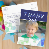 Photo Blue Bubbles Kids Birthday Party Thank you