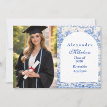Photo Blue Floral Toile Graduation Party