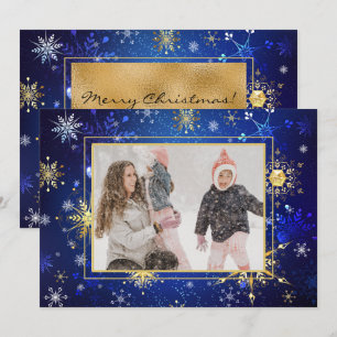 Photo Blue Gold Snowflake Christmas Xmas Holiday