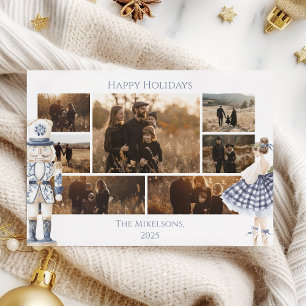 Photo Blue Nutcracker Christmas Holiday Card