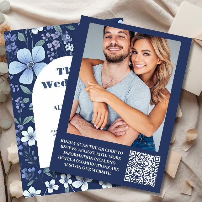Photo Blue Periwinkle Wildflowers Wedding Invitation (Creator Uploaded)