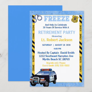 Photo Blue Police Officer Retirement Party    Invitation