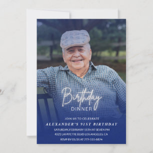 Photo Blue Shadow Birthday Dinner 91st birthday Invitation