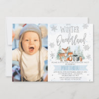 Photo Blue Silver Woodland Onederland 1st Birthday