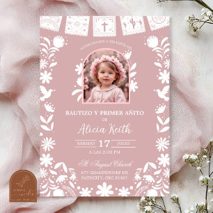 Photo Blush Pink Cielito Lindo Baptism Invitation