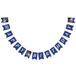 Photo Blush Pink Gradient Happy Birthday Bunting Flags