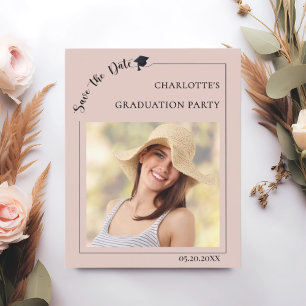 Photo Blush Pink Graduation Save the Date card