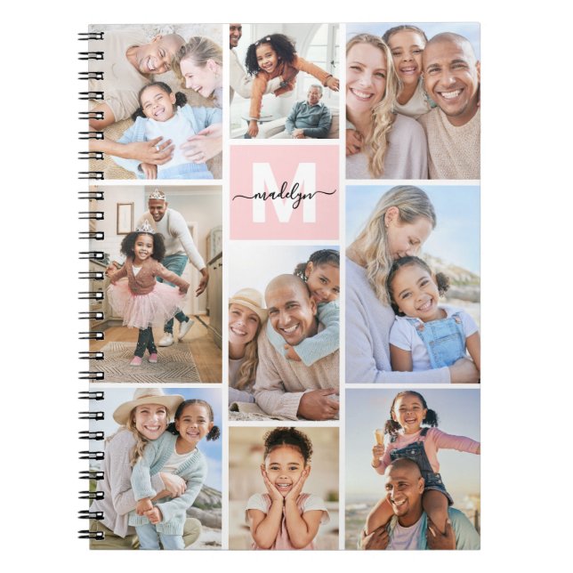 Photo Blush Pink Monogram Notebook (Front)
