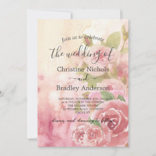Photo Blush Rose Botanical QR Code Wedding Invitation