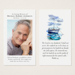 Photo Boat Ocean Memorial Priayer Card