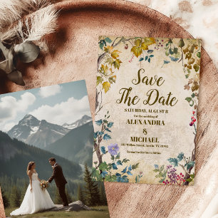 Photo Boho Autumn Wildflower Botanical Wedding  Save The Date