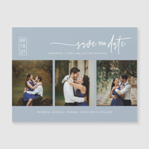 Photo Boho bleu Dusty Enregistrer la date Carte ma