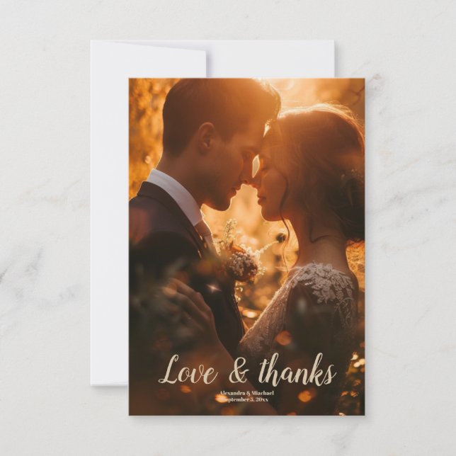 Photo Boho Fall Wildflower Wedding Thank You Card (Front)