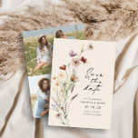 Photo Boho Save The Date Flat Card<br><div class="desc">Photo Boho Save The Date Flat Card. This stylish & elegant save-the-date announcement card features gorgeous hand-painted watercolor wildflowers arranged as a lovely bouquet perfect for spring, summer, or fall weddings. The back includes a photo collage of 3 photos for personalizing. Find matching items in the Boho Wildflower Wedding Collection....</div>