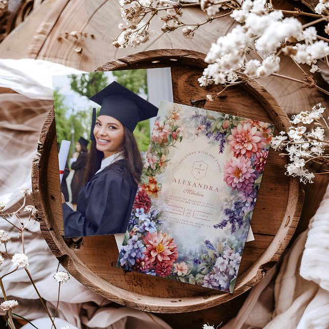 Photo Boho Wildflower Meadow Graduation  Invitation (Creator Uploaded)