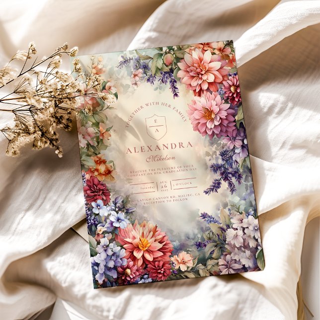 Photo Boho Wildflower Meadow Graduation  Invitation (Creator Uploaded)