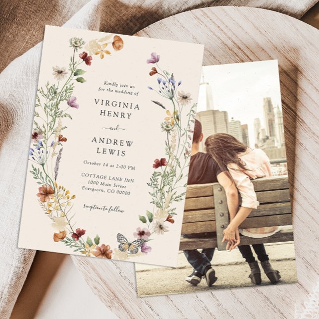 Photo Boho Wildflower Wedding Invitation (Photo Boho Wildflower Wedding Invitation
)