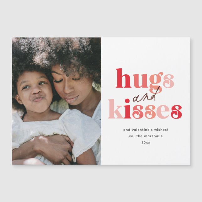 Photo Bold Hugs and Kisses Carte Saint Valentin (Devant)