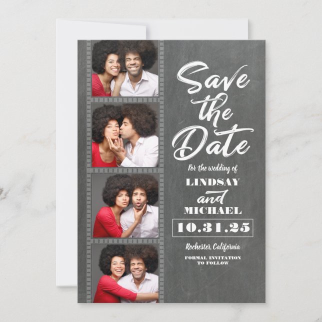Photo Booth Bookmark Themed Fun Save the Date (Front)