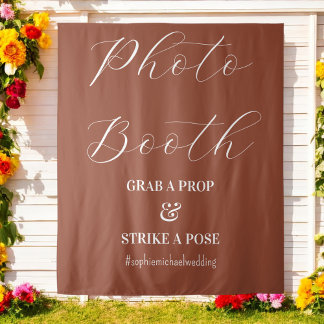Photo Booth Brown Terracotta Wedding Tapestry