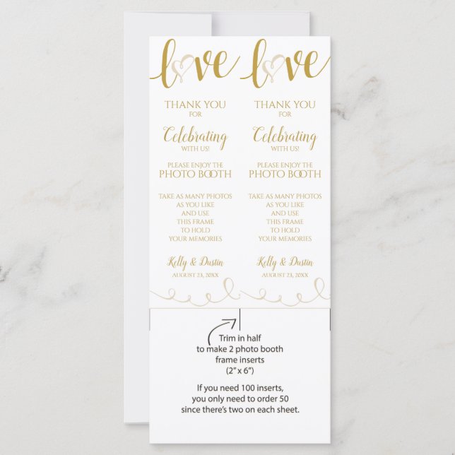 Photo Booth Cards | Love Script - Gold & Beige (Front)