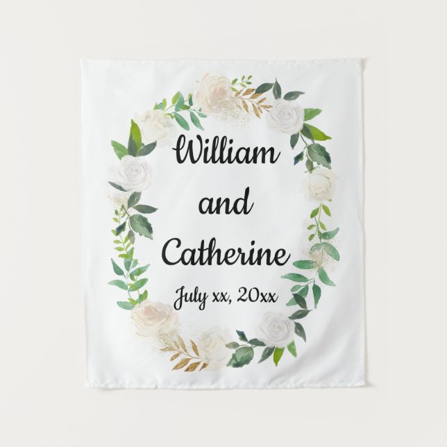 Photo Booth Decor, Greenery Wedding Back drop Tapestry (Front)