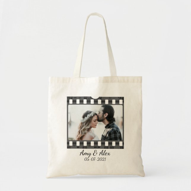 Photo booth film strip personalized photo template tote bag (Front)