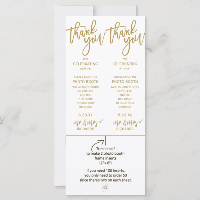 Photo Booth Frame Inserts | Brush Script (Gold) (Front)