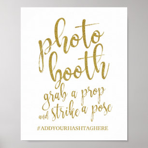 Photo Booth Gold Glitter 8x10 Wedding Sign