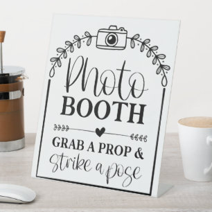 Photo Booth Grab A Prop & Strike A Pose Pedestal Sign