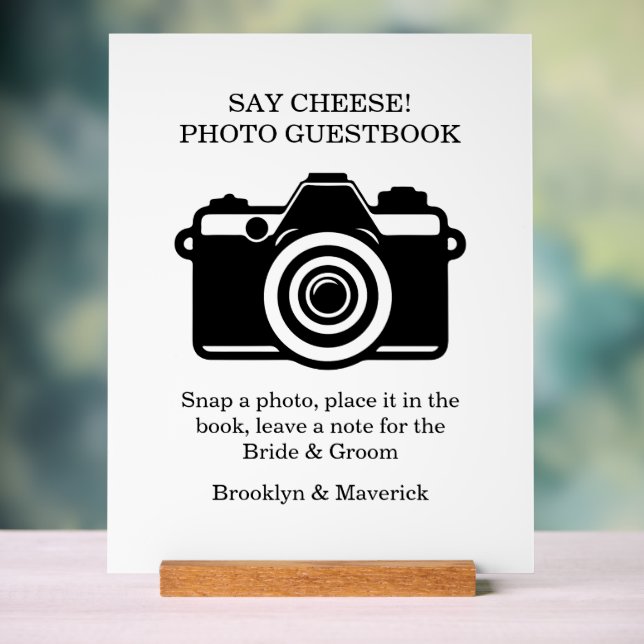 Photo Booth Guestbook Wedding Acrylic Sign (Neutral)