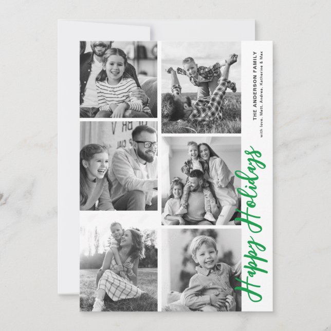 Photo Booth Holiday Card - Bright Green (Front)