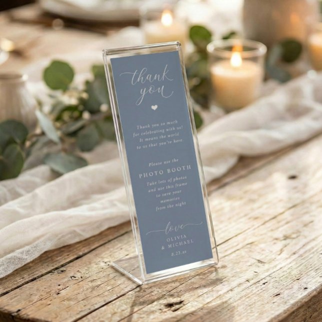 Photo Booth Inserts Dusty Blue Wedding Favours (Photo booth frame insert cards for weddings and events - dusty blue elegant script)