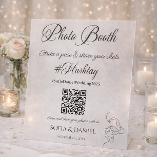 Photo Booth OR Scan Hashtag Wedding Pedestal Sign