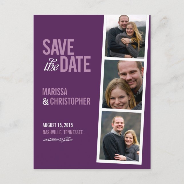 Photo Booth Style Save The Date Card (Front)