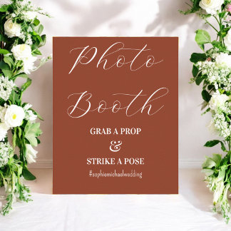 Photo Booth Terracotta Brown Wedding Poster