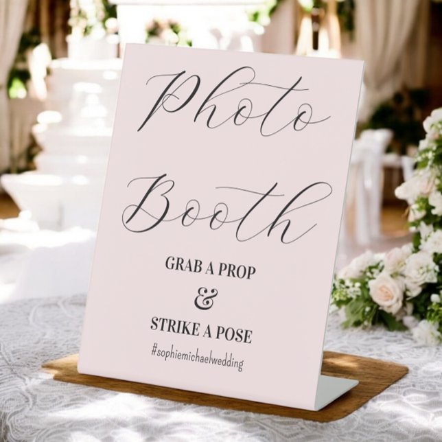 Photo Booth Wedding Blush Pink  Pedestal Sign (Creator Uploaded)