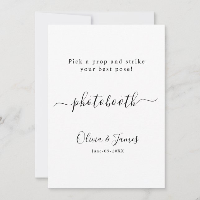 Photo Booth Wedding Sign Template, Invitation (Front)