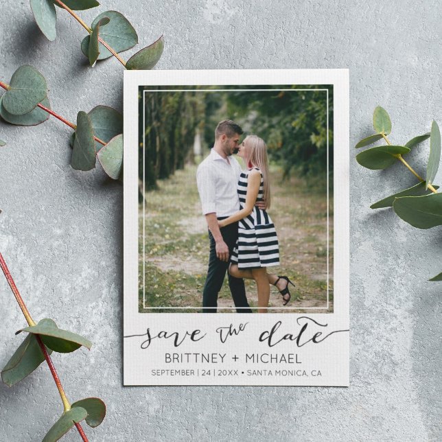 Photo Border Modern White Save the Date (Creator Uploaded)
